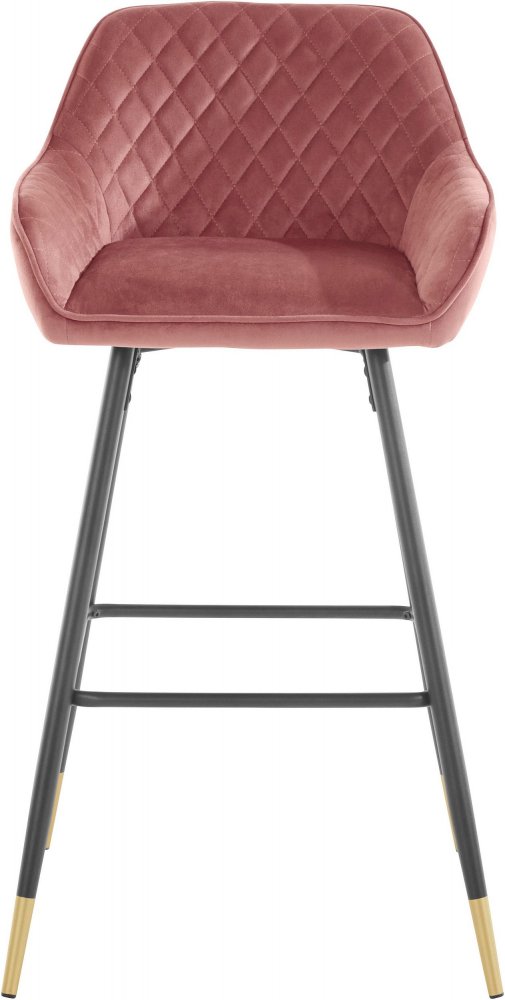 Danish Style Barová stolička Bradley, zamat, ružová